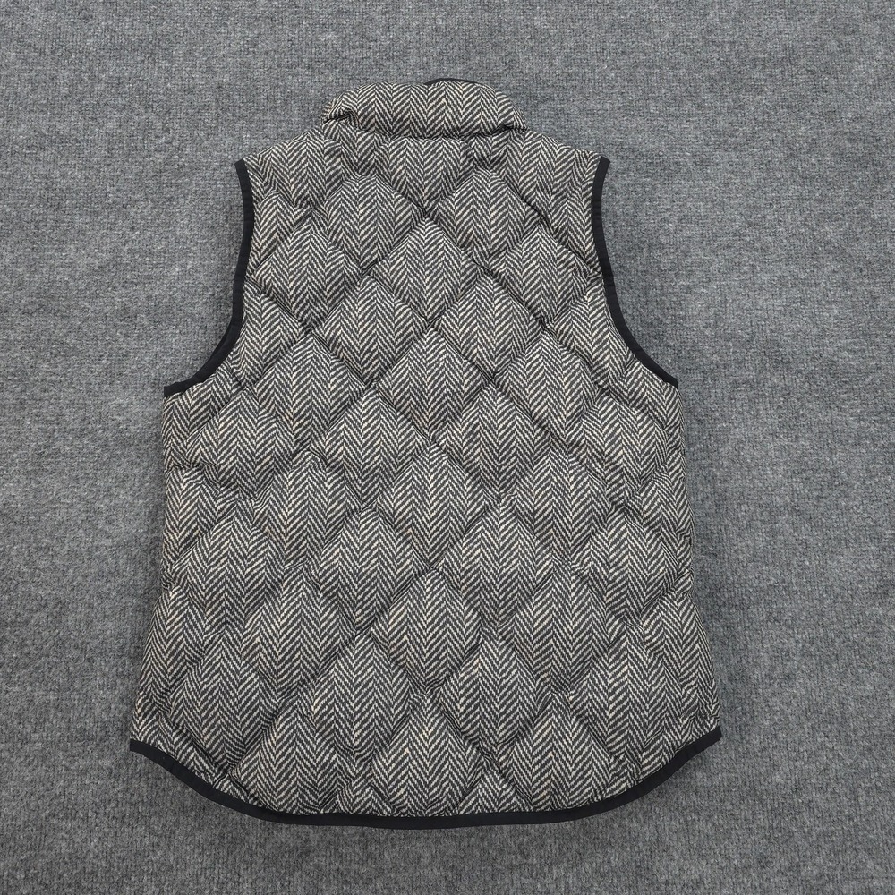 J Crew Vest Womens Small Gray Herringbone Down Puffer Quilted‎ Zip Pockets - Picture 5 of 8